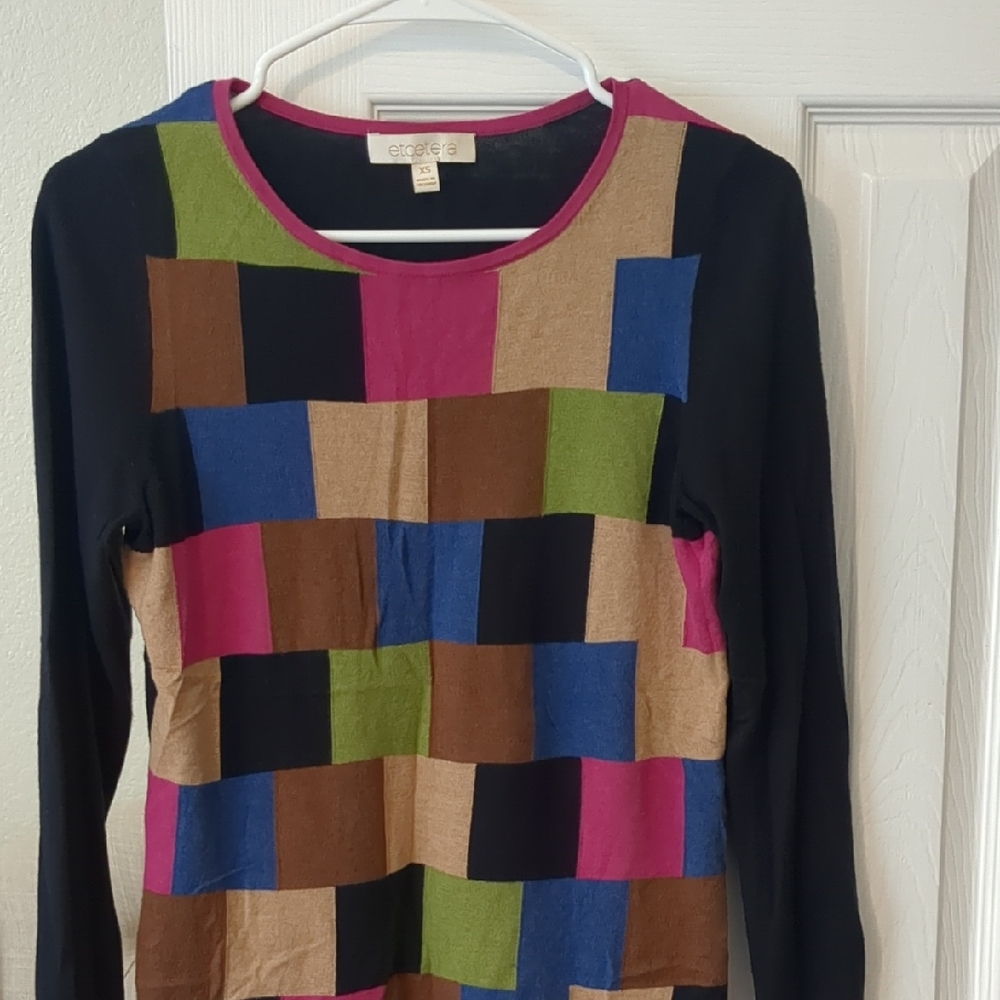 Etcetera Pink and Green Graphic Boxy Blouse